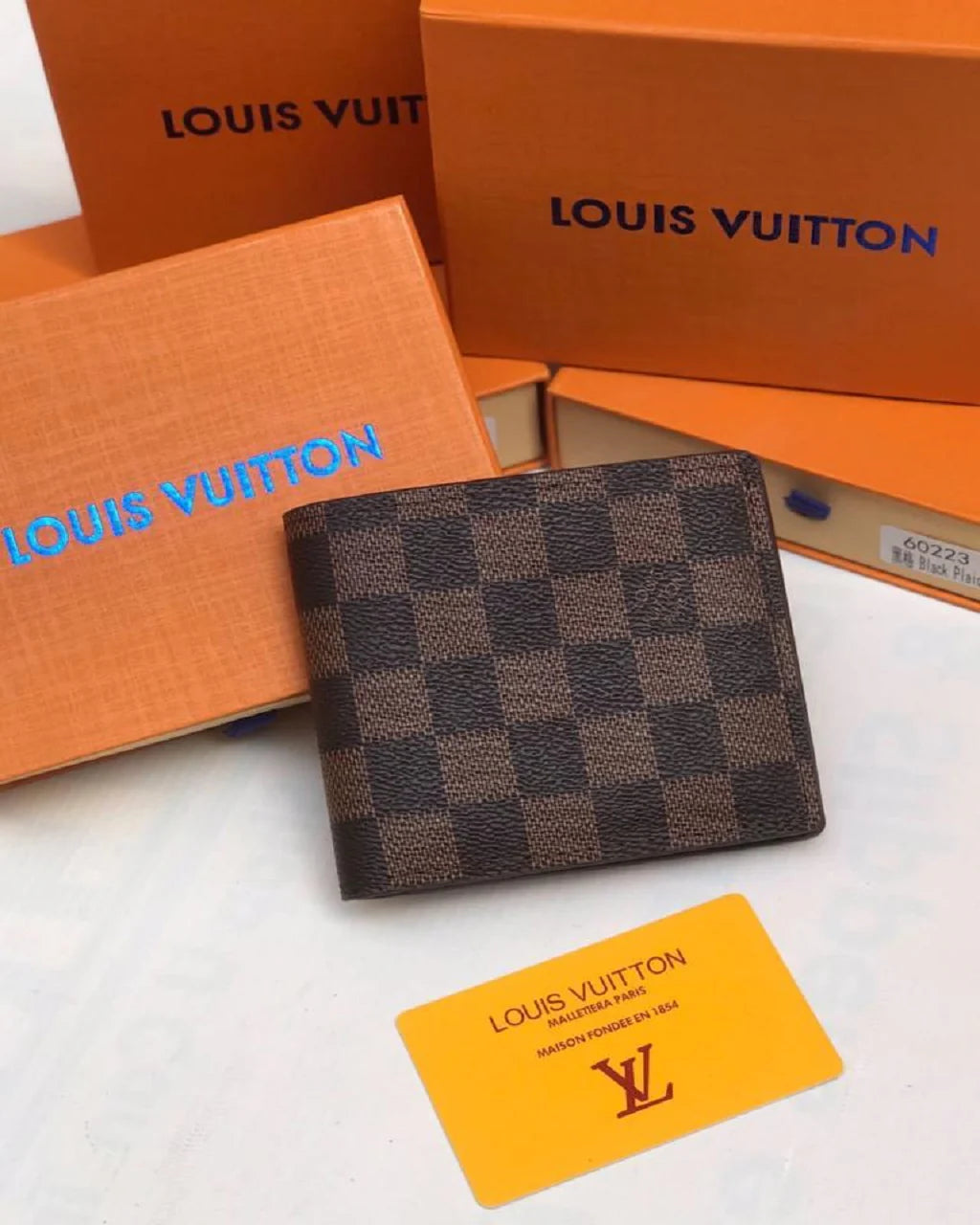 Designer LV Bifold Men Wallet Textured Brown ( Made in Italy )